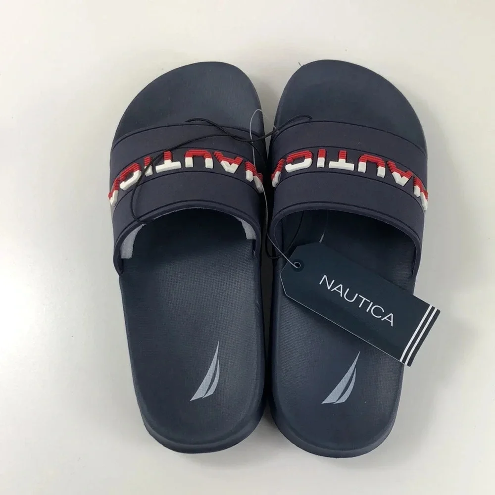 NEW Nautica Slides Boys Size 1 Slip-On Piro Sandals Athletic Athleisure